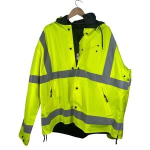 Liberty ANSI III Reversible Rain Jacket BLACK to FLUORESCENT YELLOW - L